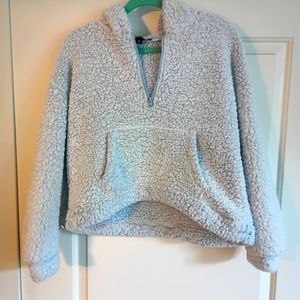 Almost Famous Light baby blue Sherpa Fleece Shearling Hoodie Partial Zip XL